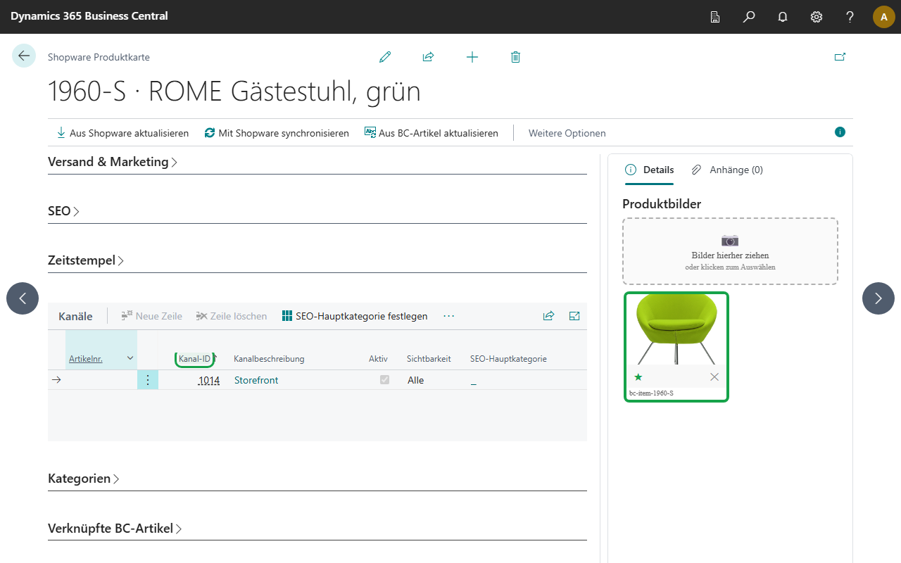 Shopware Product Card – Channels Tab